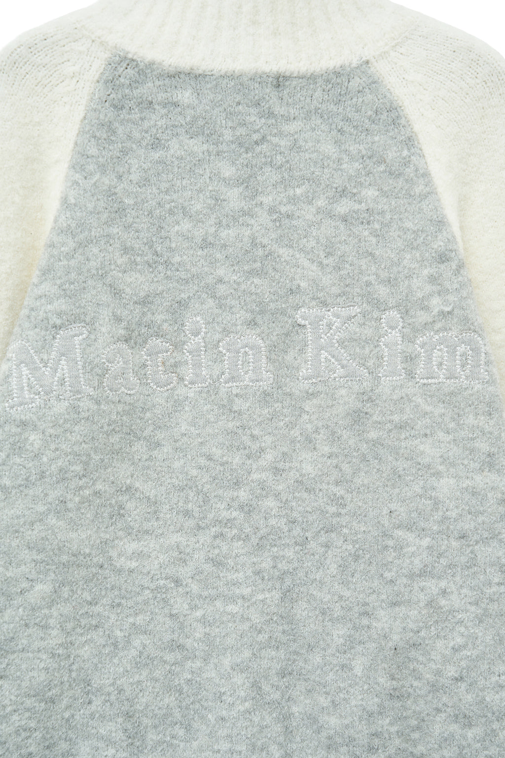 [matinkim] HIGH NECK RAGLAN KNIT ZIP UP FOR MEN IN IVORY