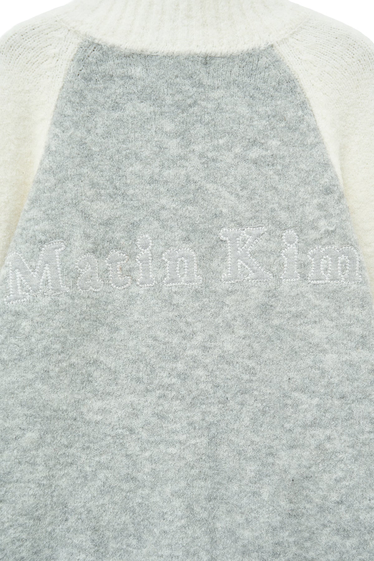 [matinkim] HIGH NECK RAGLAN KNIT ZIP UP FOR MEN IN IVORY