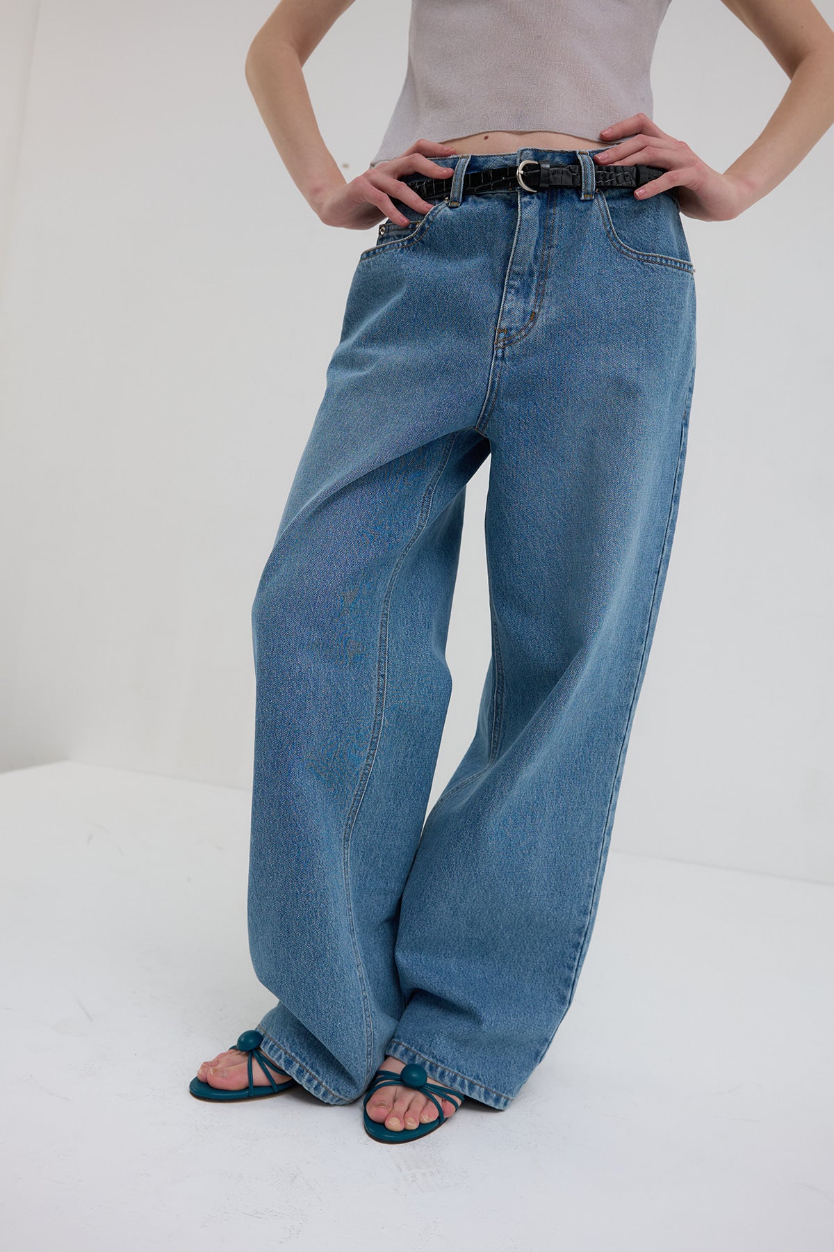 Overdueflair Oversized Denim Pants Blue