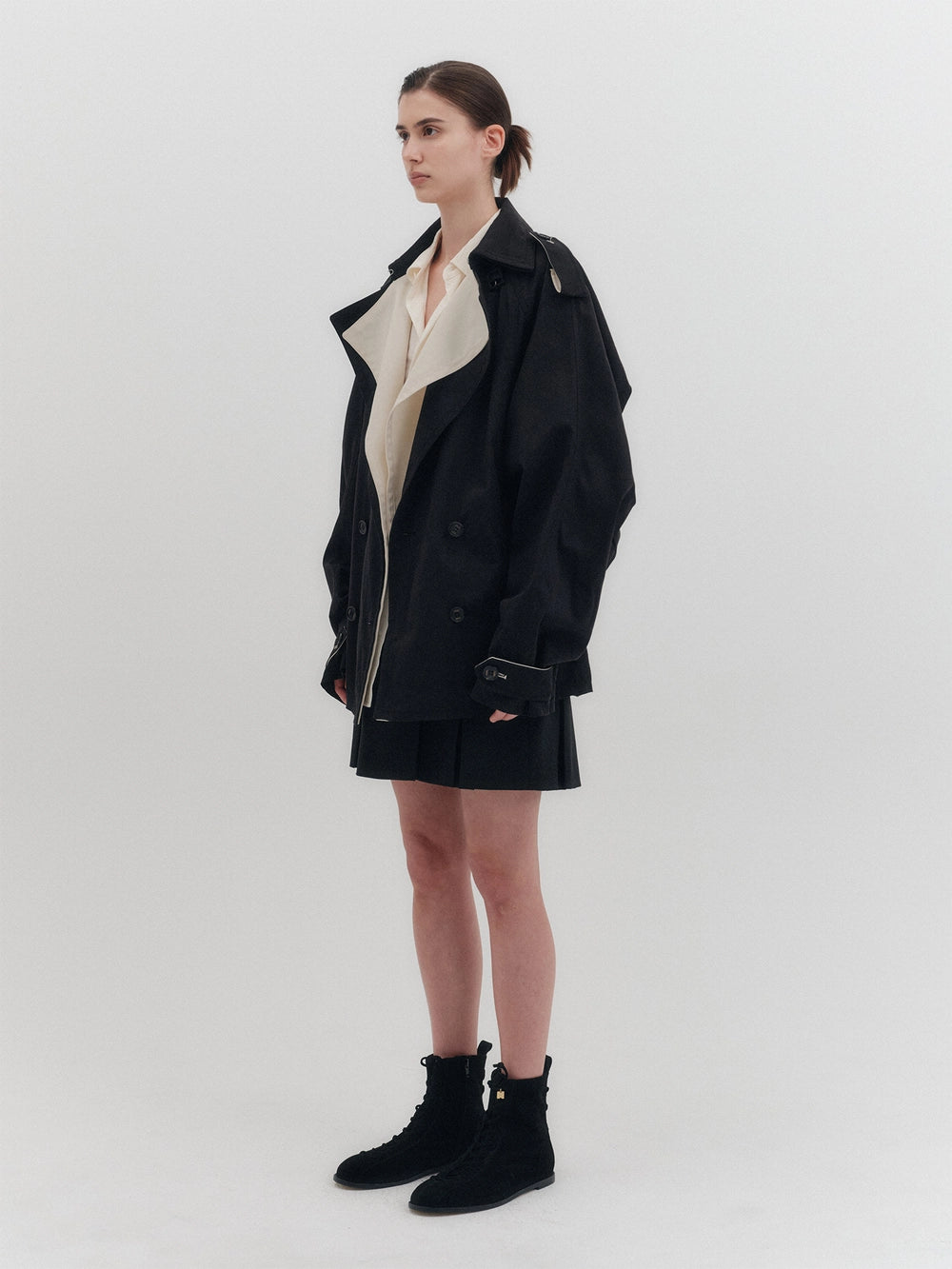 EENK Half Trench Coat - Black
