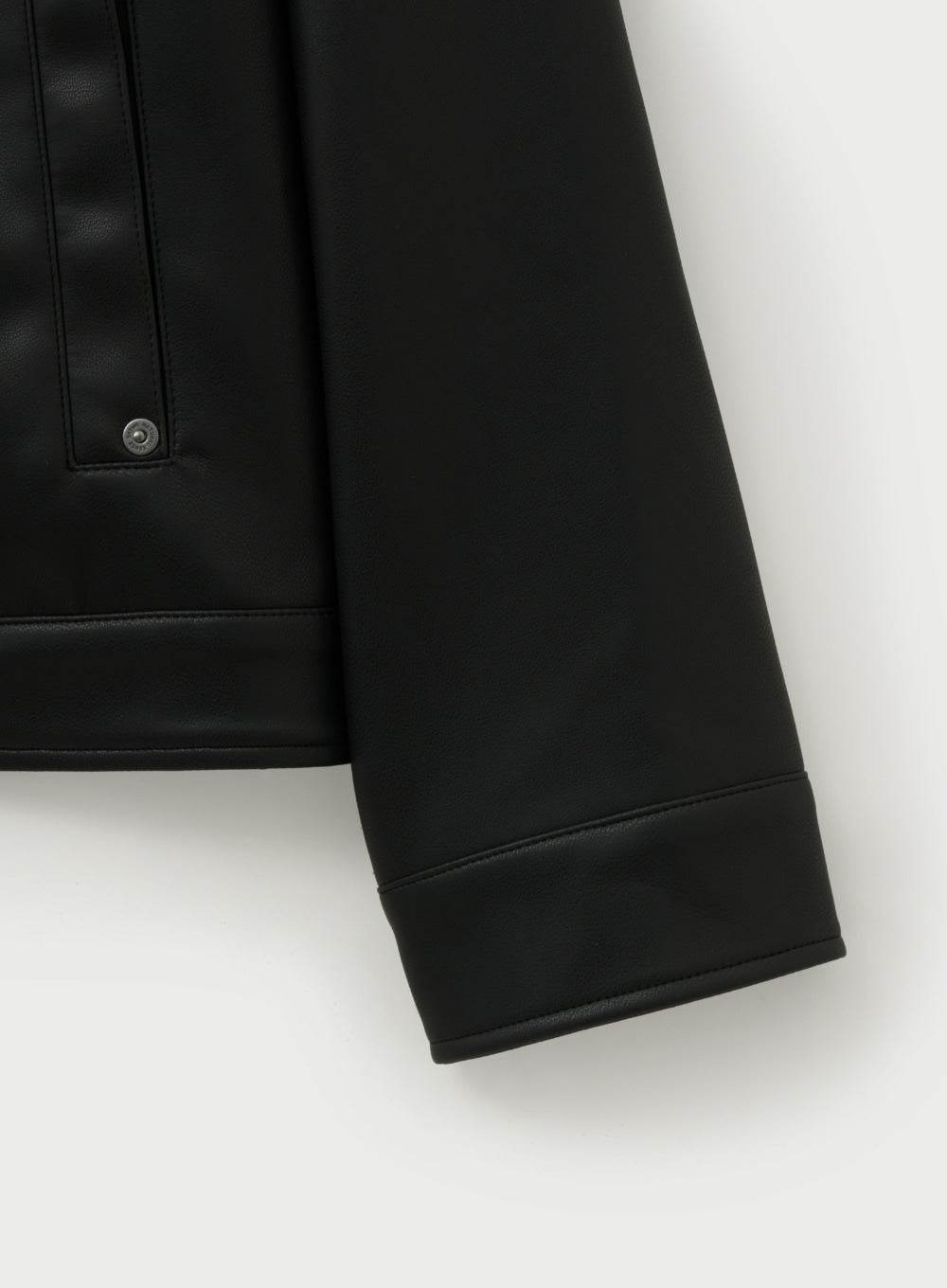[satur] Teo Synthetic Leather Collar Jacket - Black