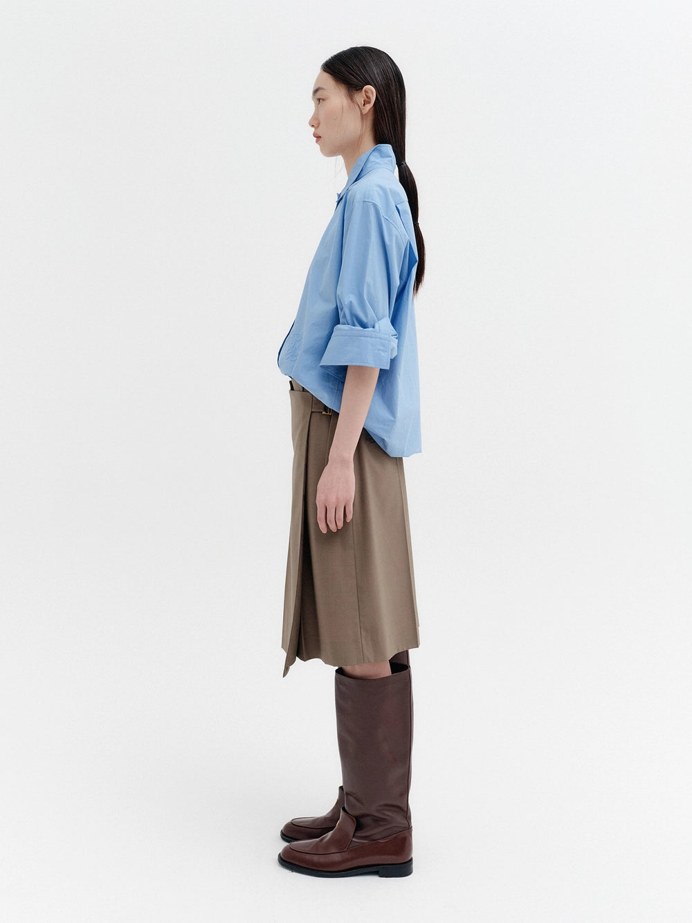 EENK Front Pleated Convertible Shorts - Khaki