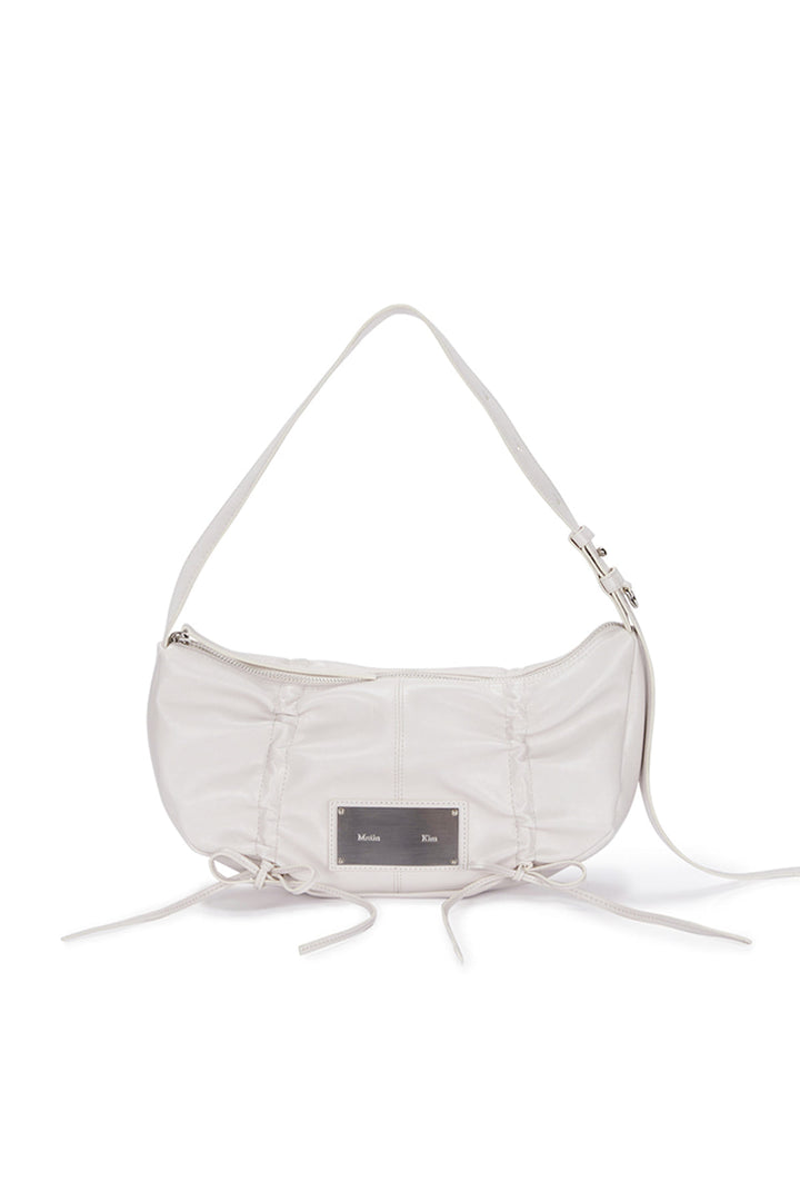 Matinkim Half Shirring Ribbon Round Bag IN Ivory