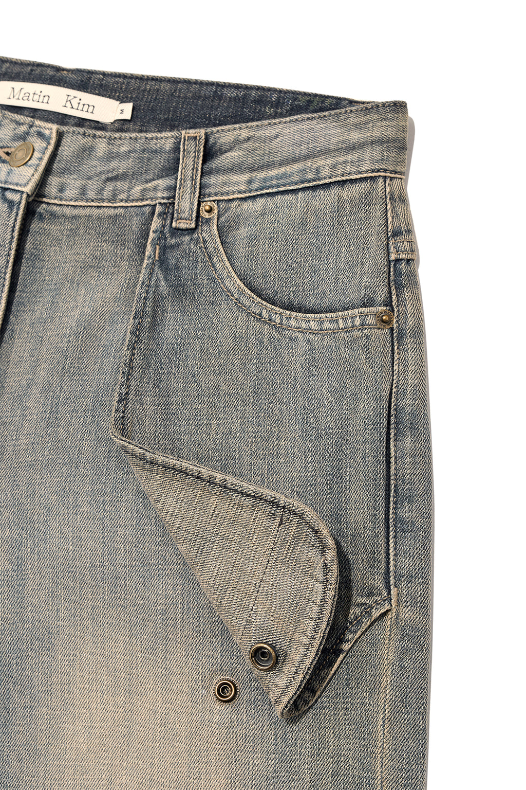 Matinkim Out Pocket Washed Denim Pants IN Smoke Blue