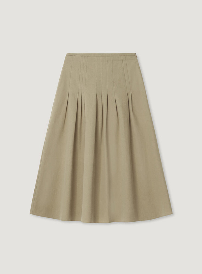 Mango Maniplease Merci Pintuck Skirt Beige
