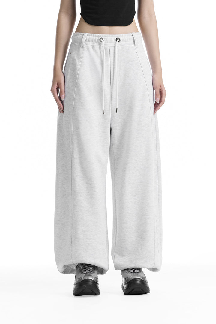 Treemingbird Embossed Logo Set-Up Jogger Sweat Pants Light Gray