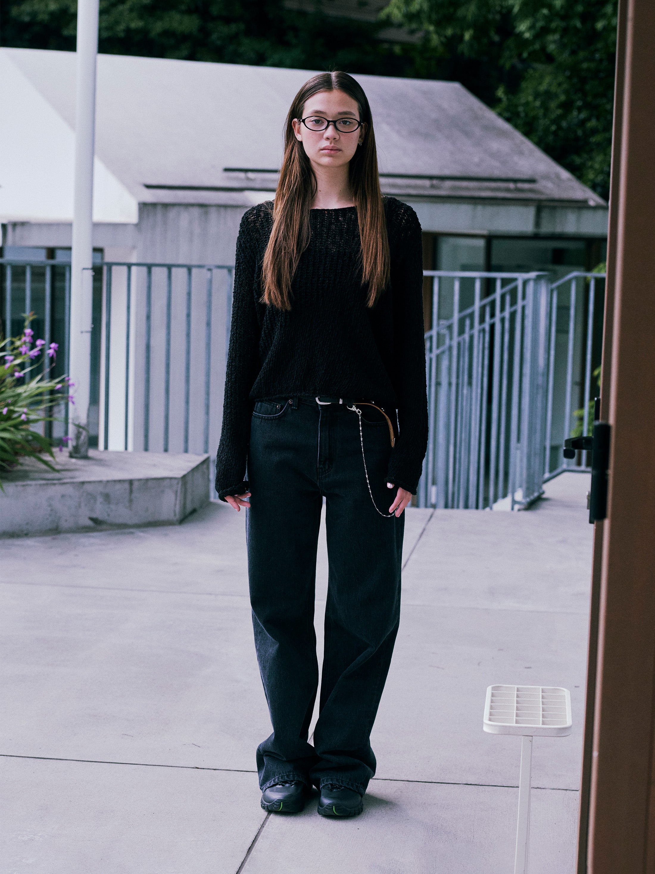 Low Classic Wave Cropped Sweater Black