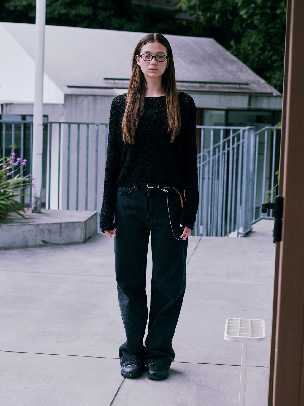 Low Classic Wave Cropped Sweater Black