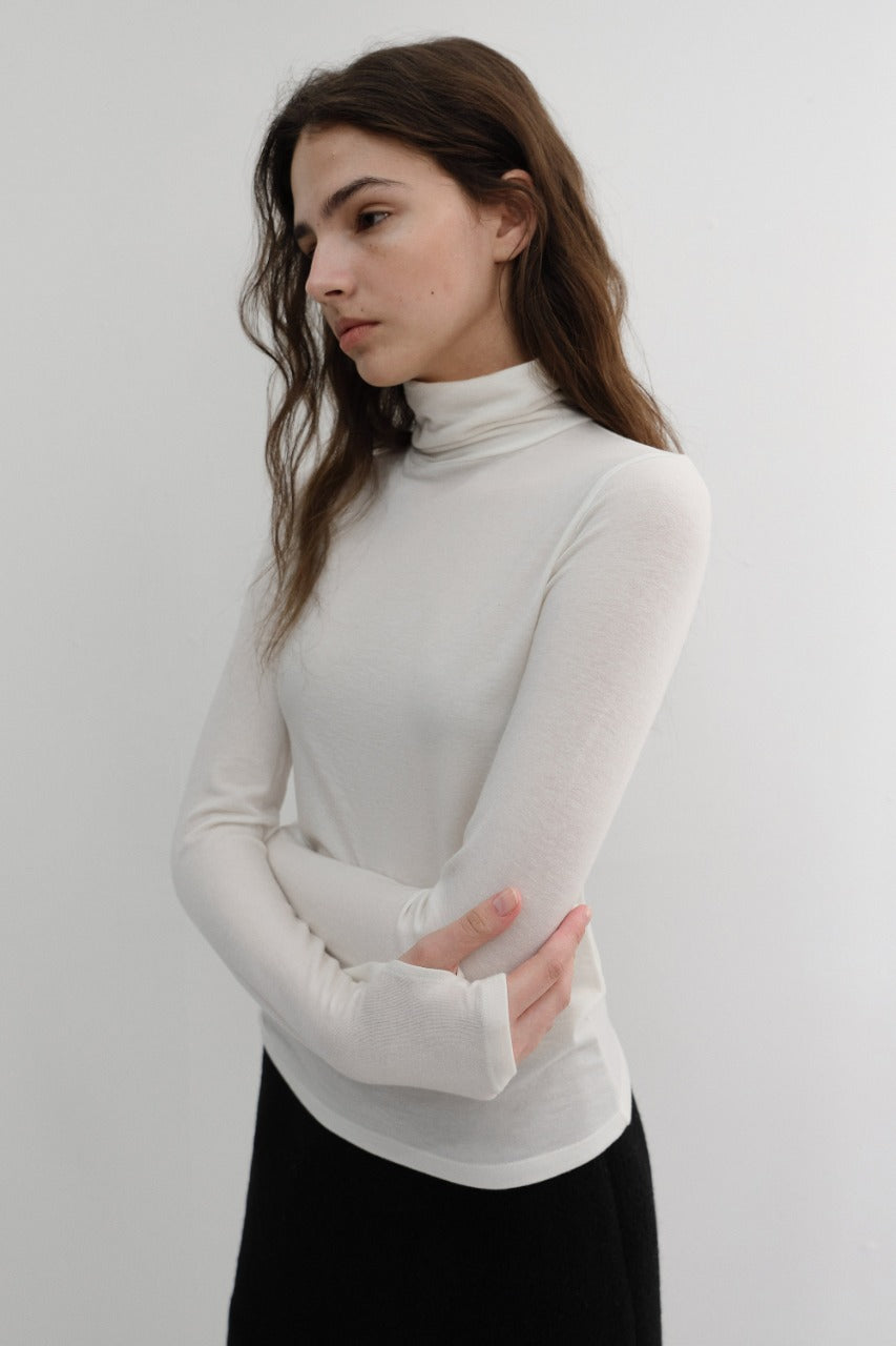 Dunst Essential Roll Neck Top Off White