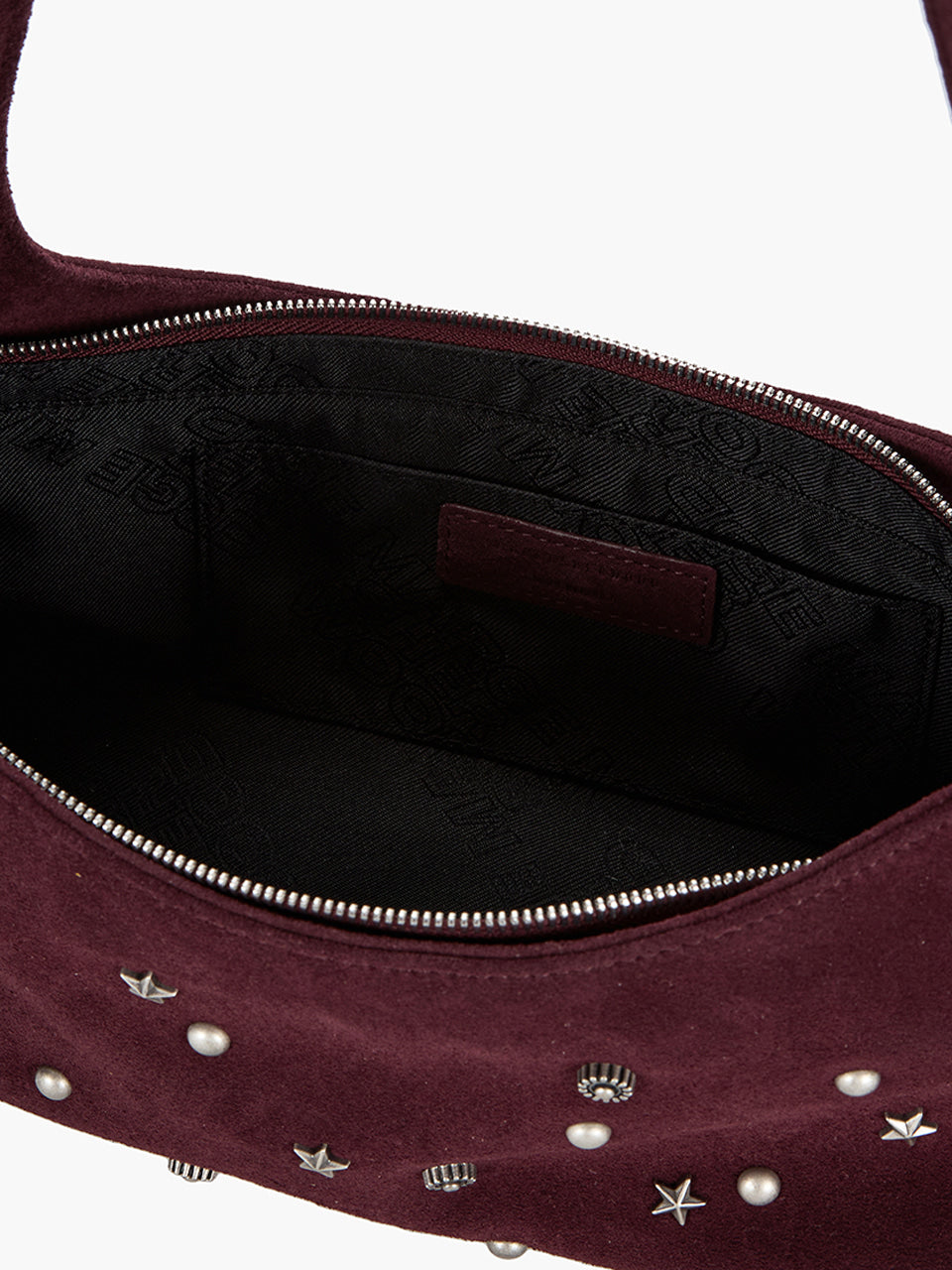 Margesherwood Halter Hobo wine studded suede