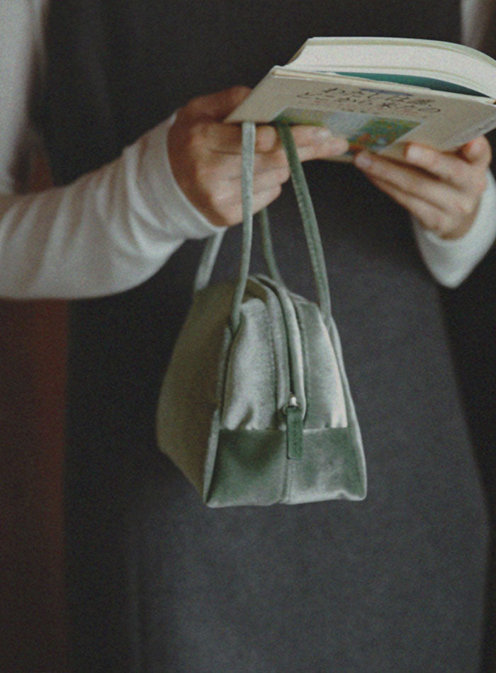 Mango Maniplease Bijou Velvet Bag Olive