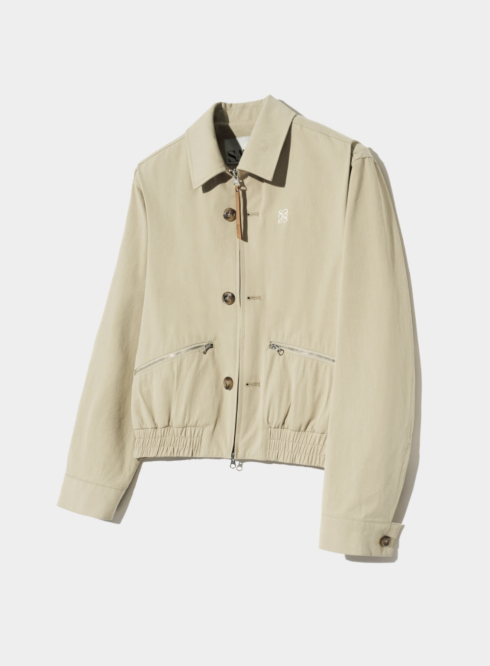 [satur] (W) Teo Cotton Collar Short Jacket - Natural Beige