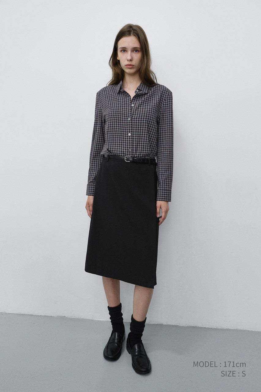 Dunst Essential Slim Checked Shirt Brown