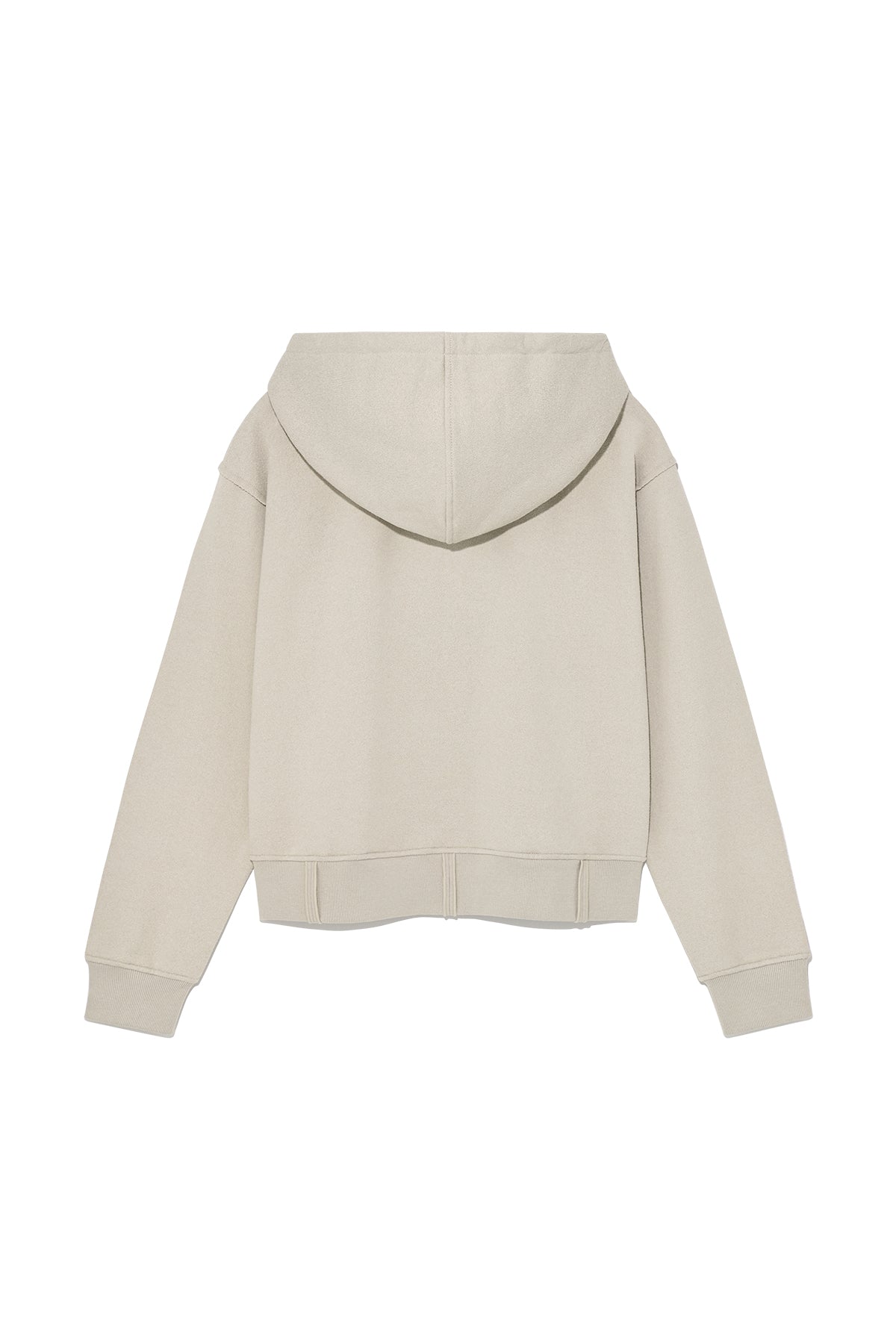 [matinkim] RIB CUT DETAIL LOGO HOODY IN BEIGE