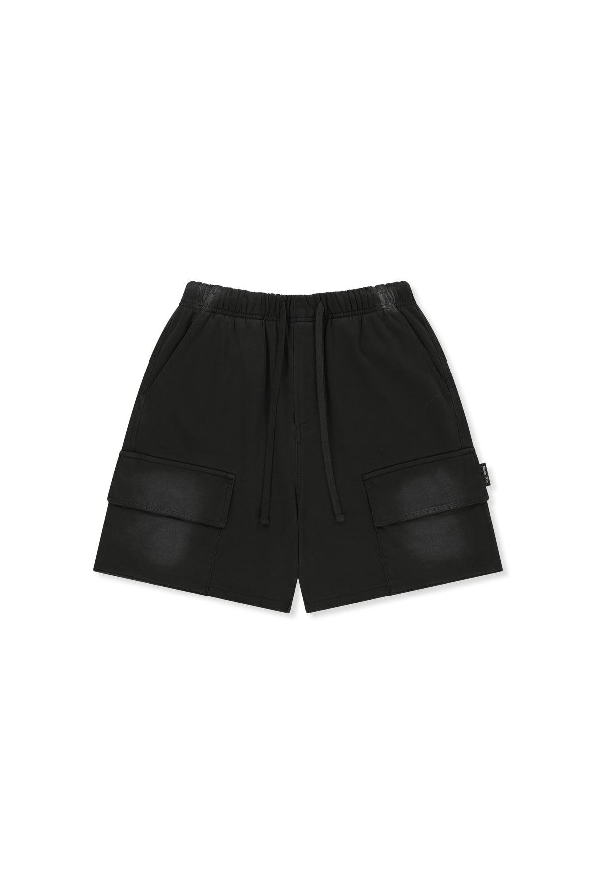 Matinkim Vintage Washed Terry Cargo Shorts IN Black