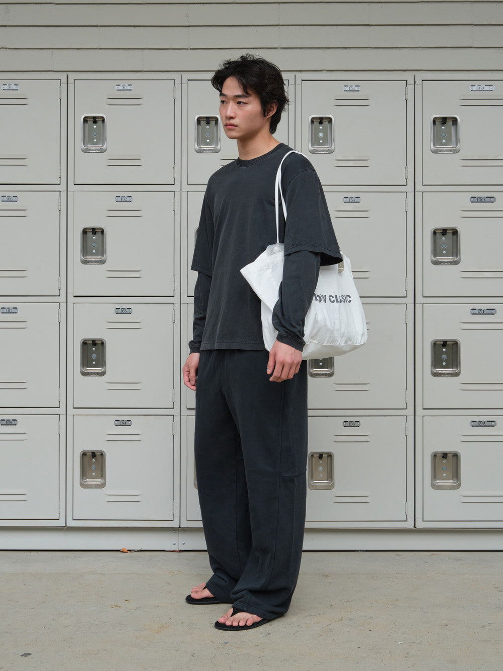 Low Classic Washed Loose Fit Sweatpants Charcoal