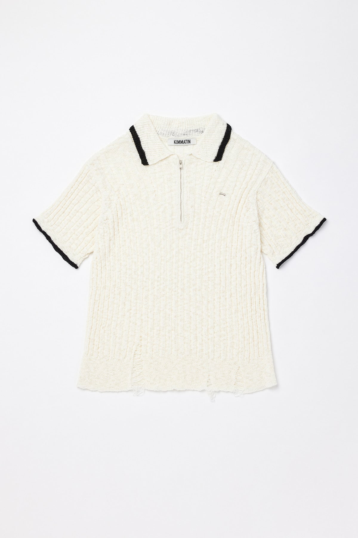 Matinkim Half Zip UP Slub Pique Knit Top IN Ivory
