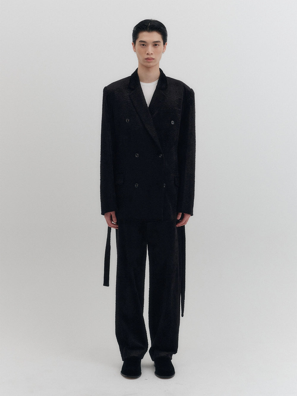 EENK Belted Double-Breasted Blazer - Black