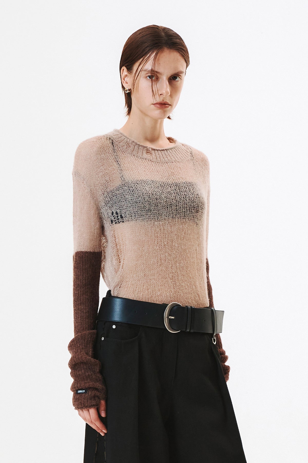 Matinkim Hand Warmer Layered Pullover IN Beige