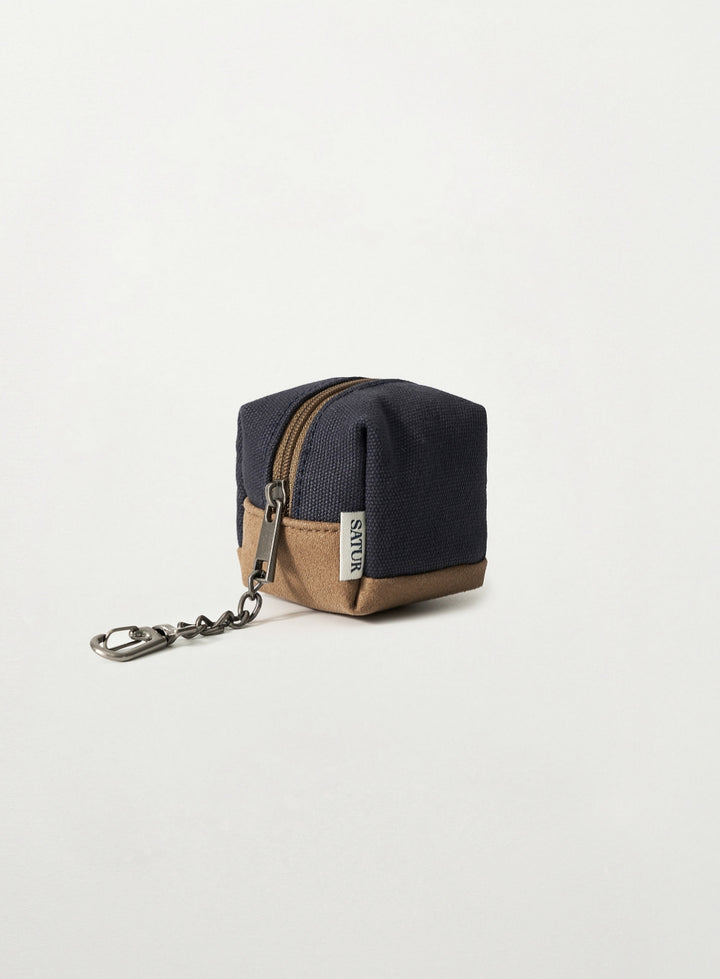 Satur Canvas Mini Pouch Keyring - Navy