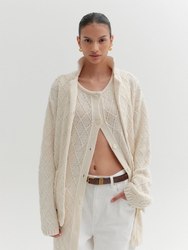 EENK Textured Knitwear Cardigan - Ivory