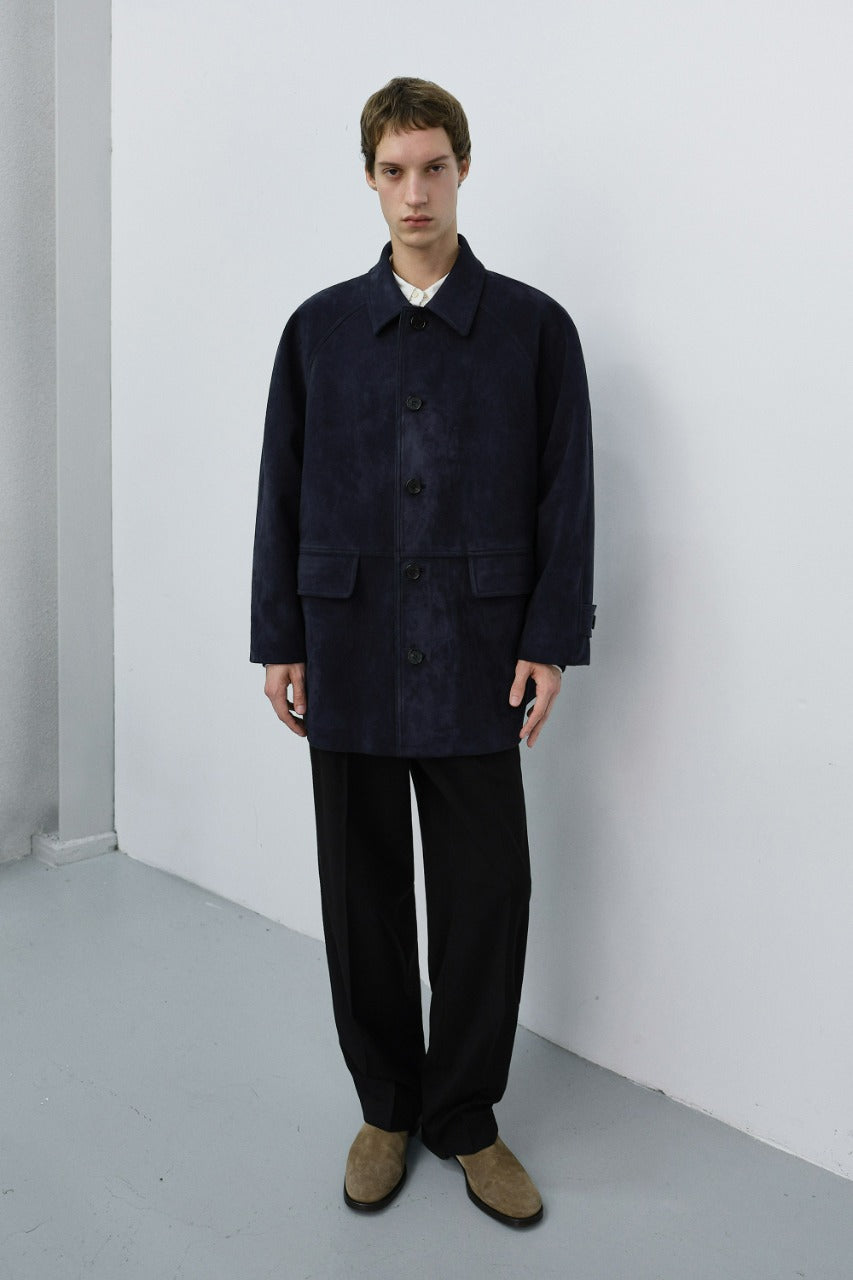 Dunst Unisex Lily Suede Half Jacket Blue Navy
