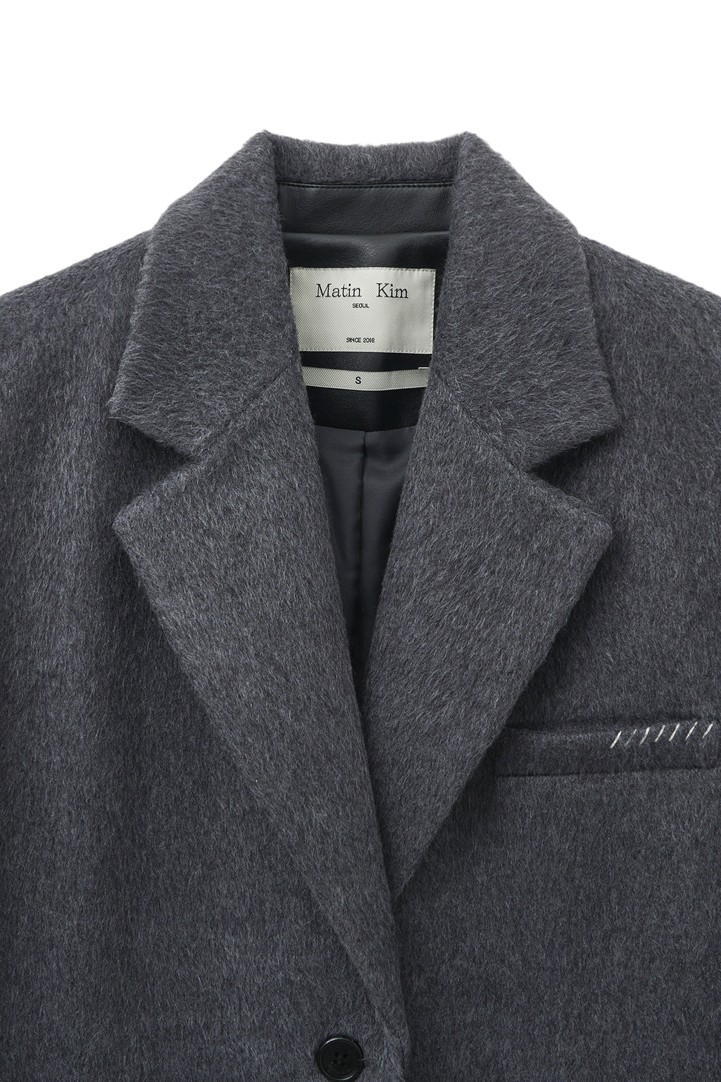 Matinkim Hairy Overfit Stitch Single Jacket IN Grey