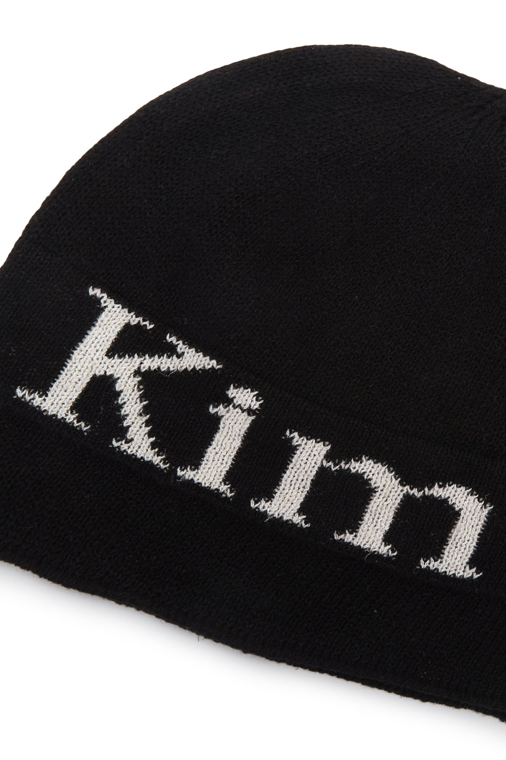 [matinkim] LOGO LINEN SHORT BEANIE IN BLACK