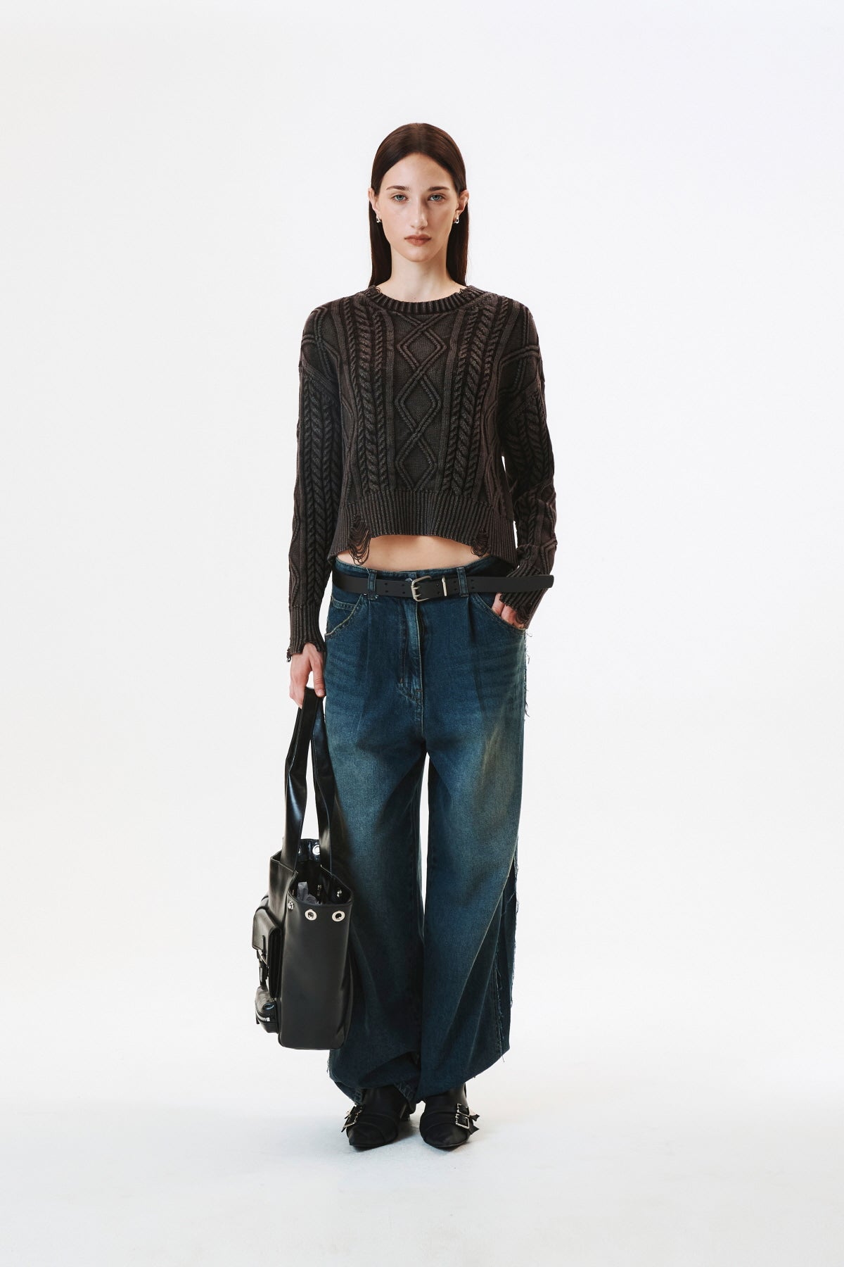 Matinkim Side Pannel Pintuck Denim Pants IN Blue