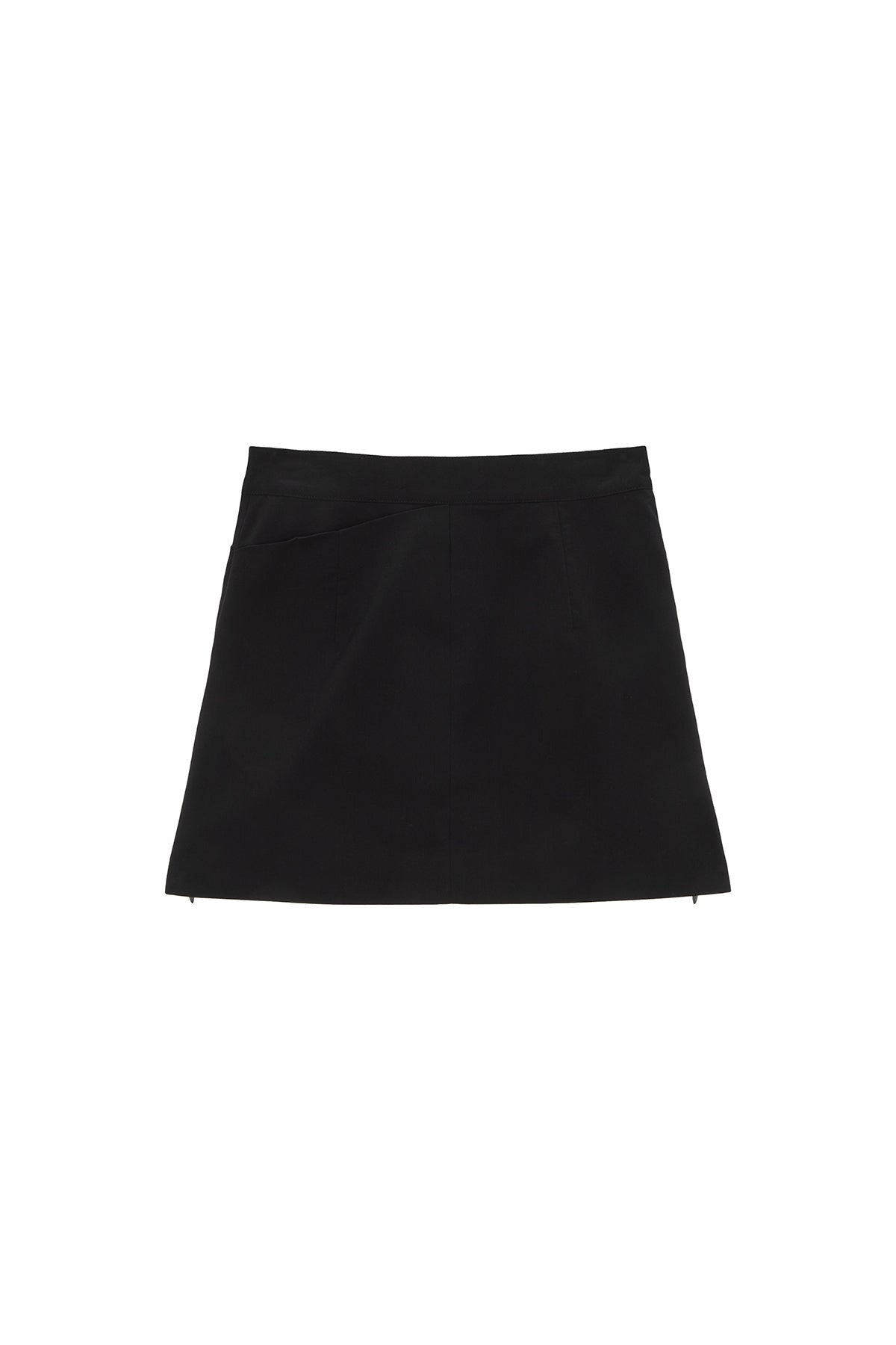 [matinkim] ZIPPER POINT LINEN MINI SKIRT IN BLACK