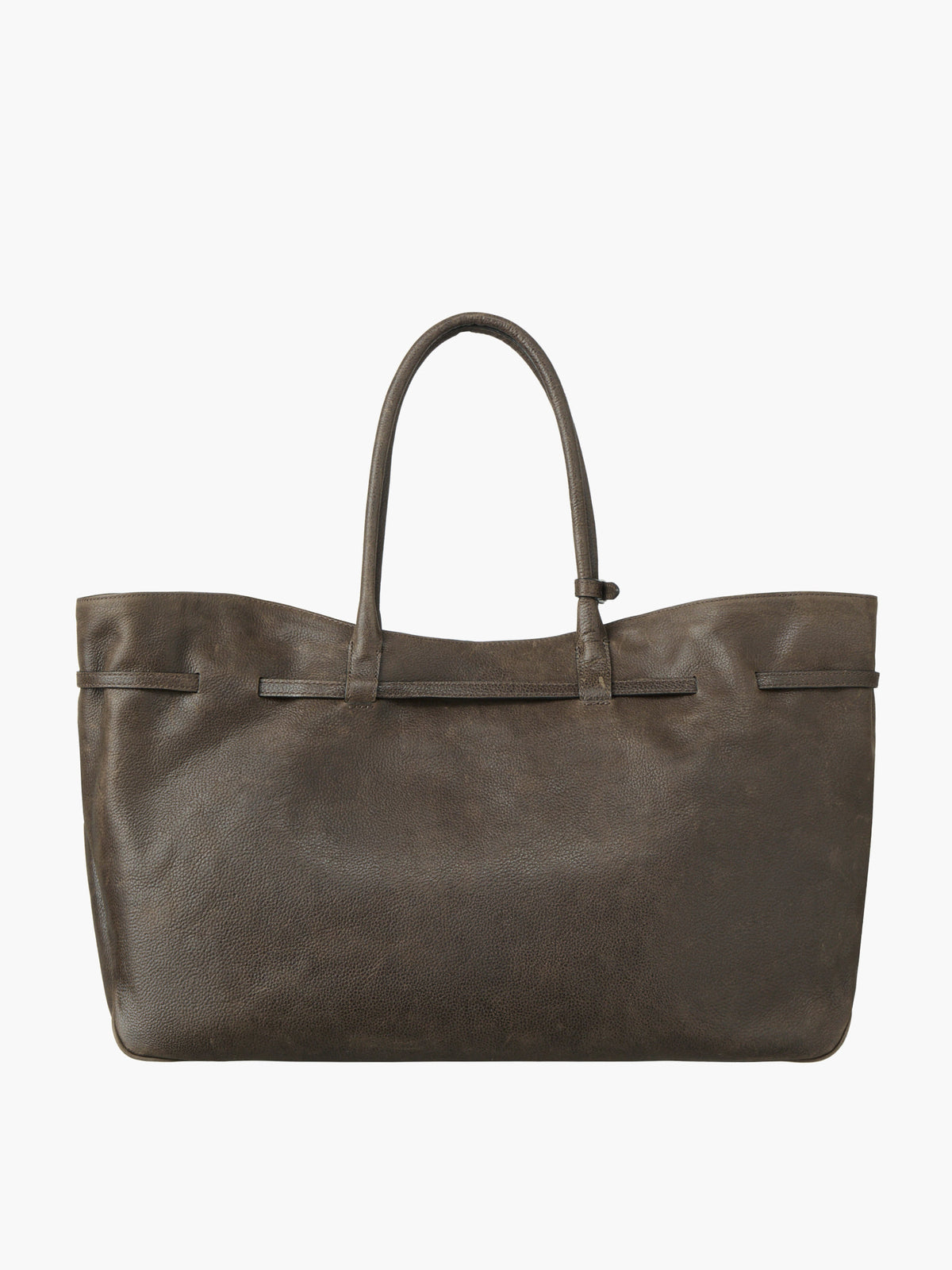 Margesherwood Grandma Used Bag XL washed brown embossed pull-up