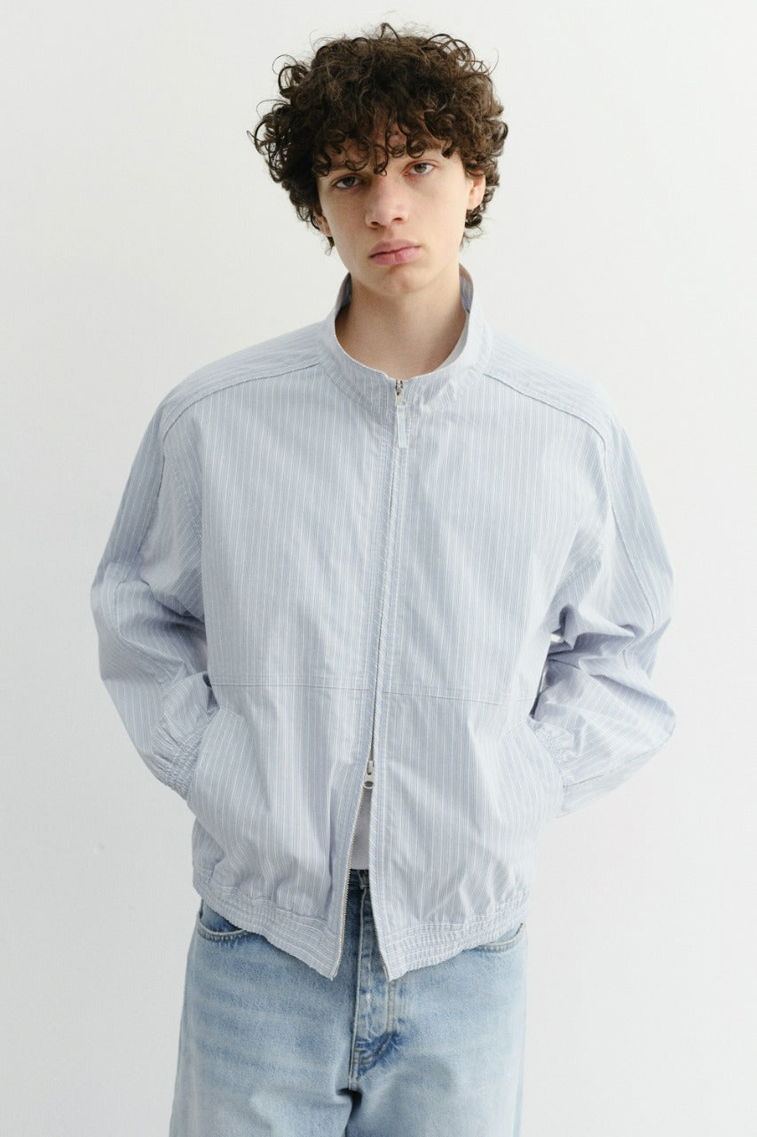 Dunst Unisex Summer Harrington Jacket Soft Blue Stripe