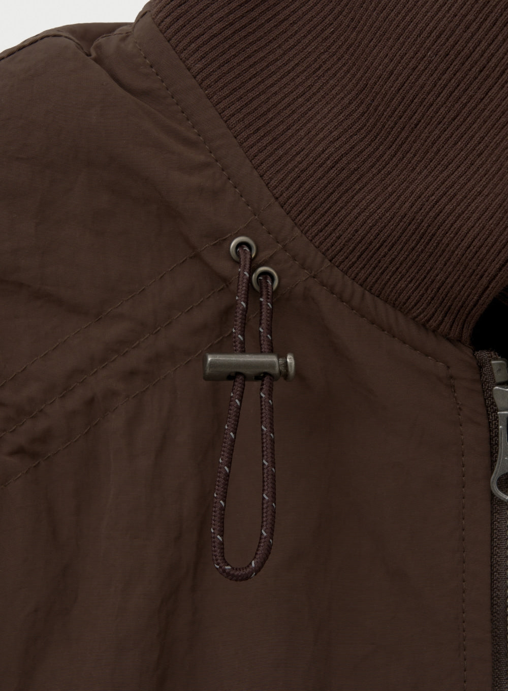 [satur] (W) Maron Nylon Crop Bomber Jacket - Brown