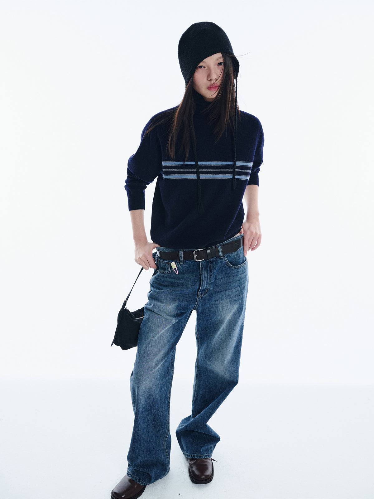 Low Classic Wool Cash Blend Earflap Beanie Black