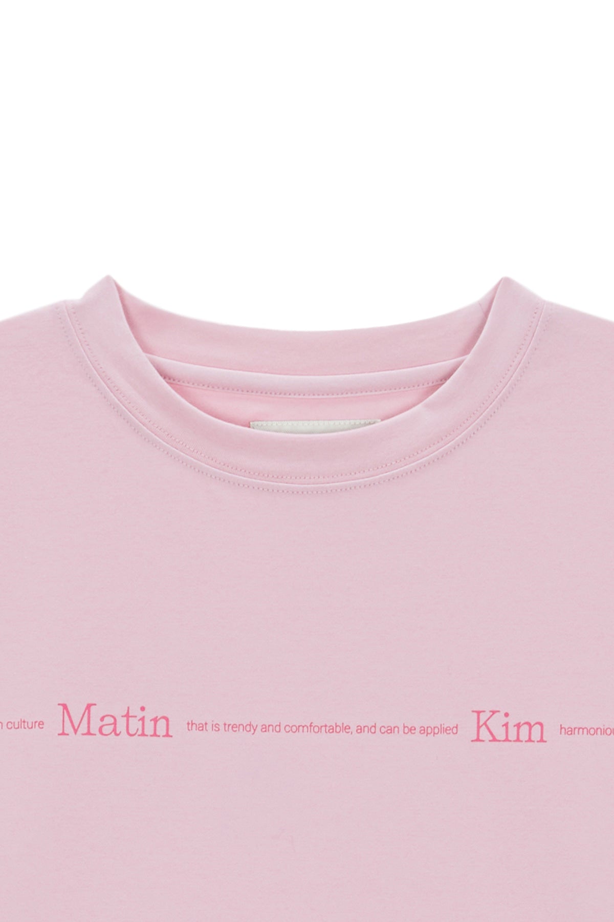 [matinkim] MATIN SMALL LINE LOGO STITCH CROP TOP IN PINK