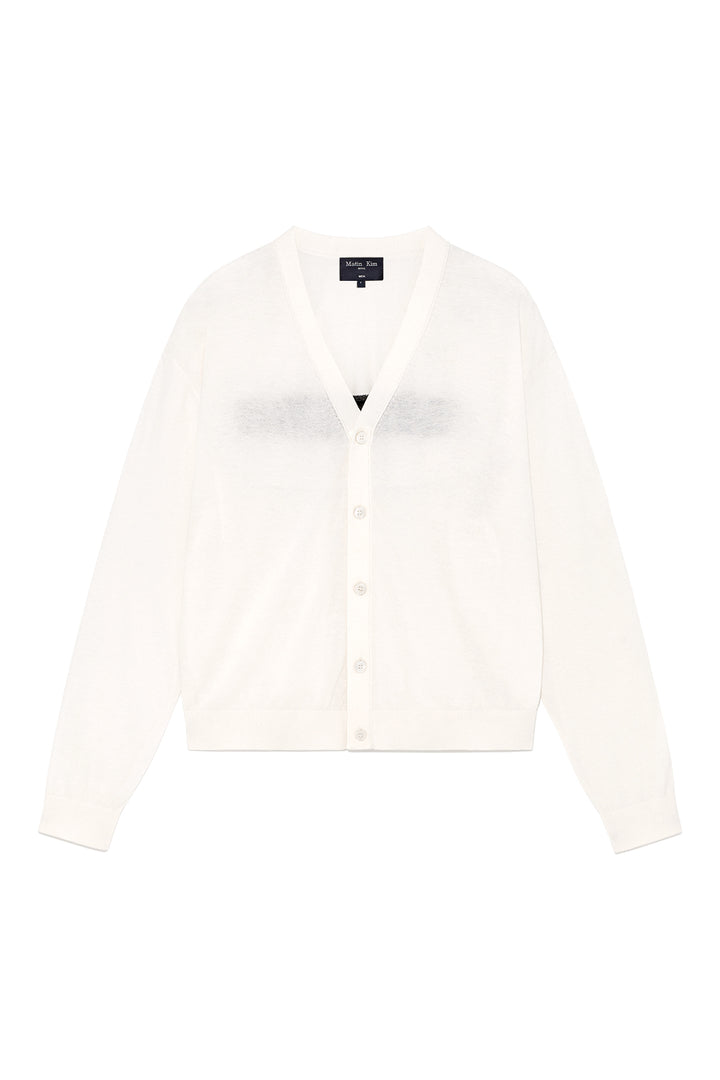Matinkim Back Logo See Through Cardigan For Men IN Ivory