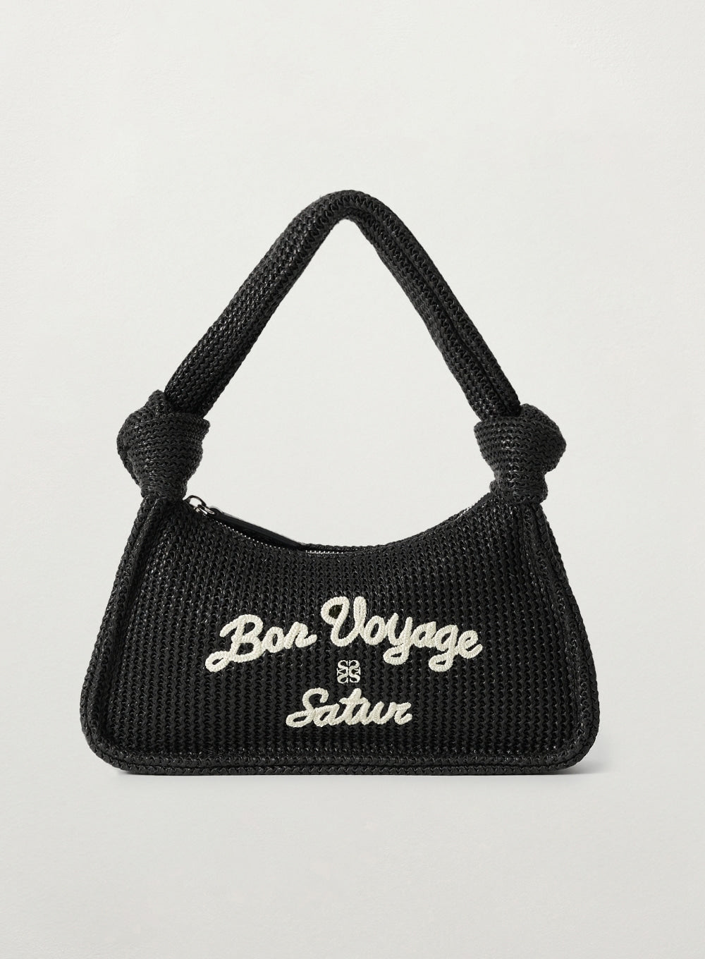 [satur] Bon Voyage Raffia Shoulder Bag - Black