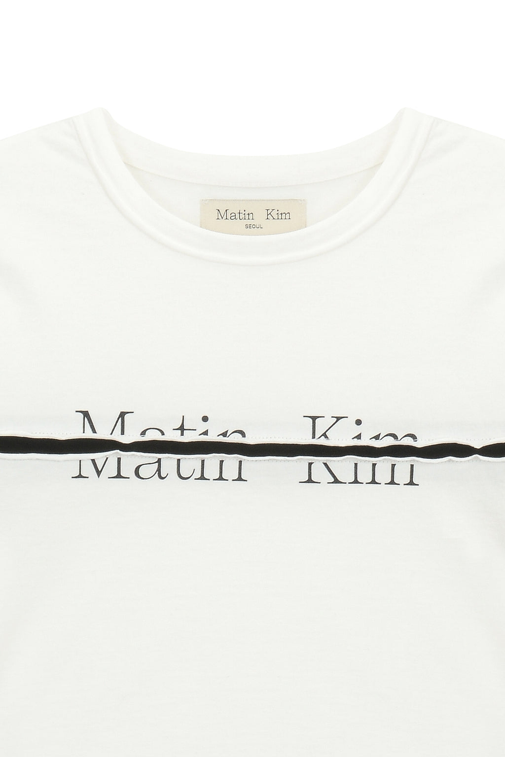 [matinkim] LOGO CUTTED CROP TOP IN WHITE