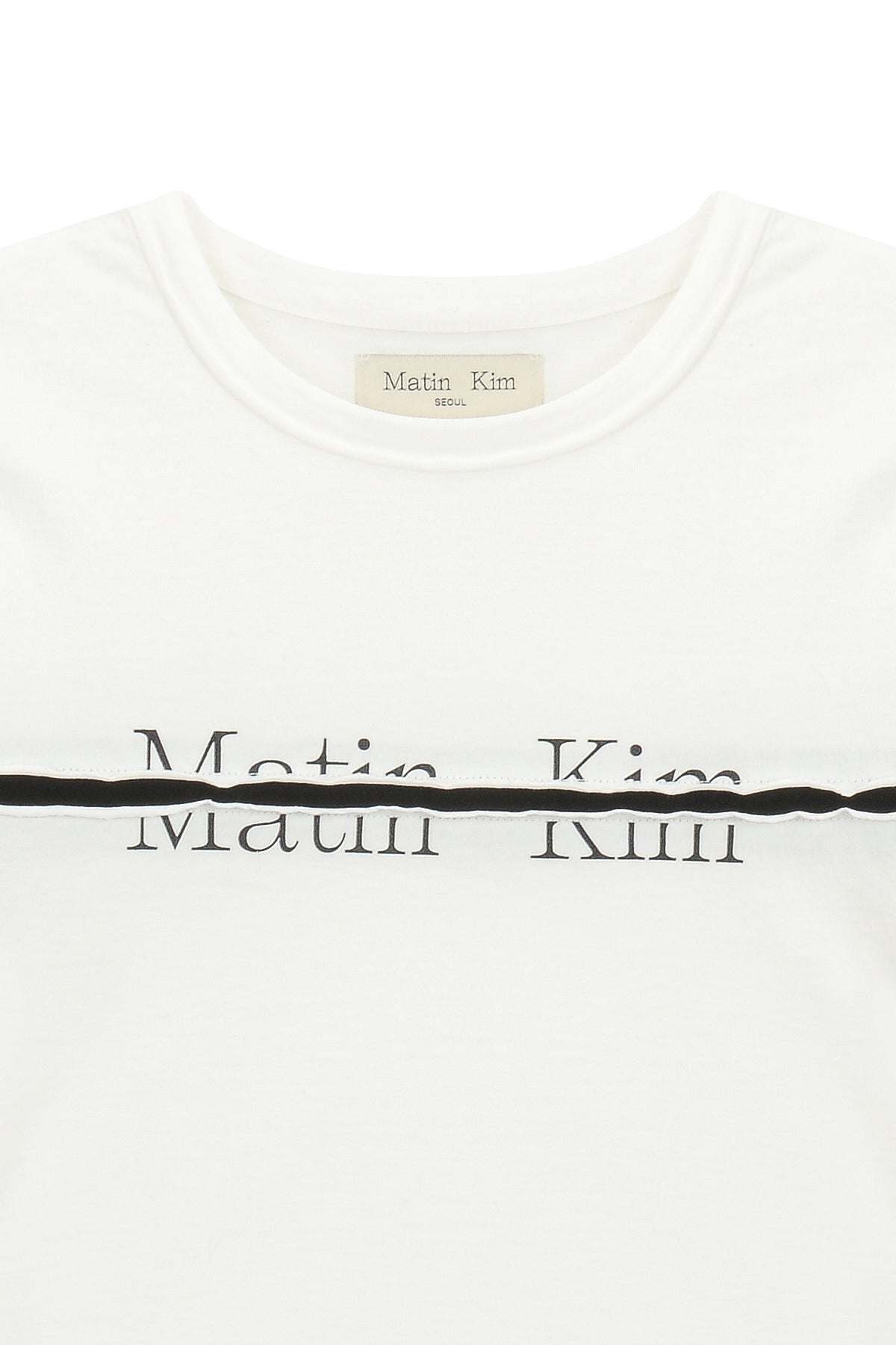 [matinkim] LOGO CUTTED CROP TOP IN WHITE
