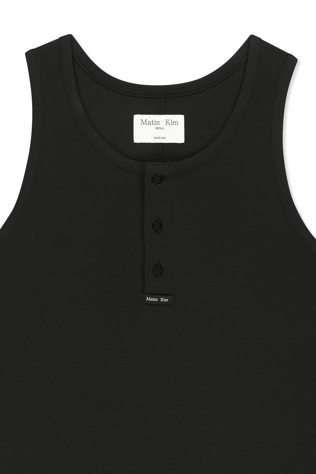 Matinkim Sleeveless Henley Top For Men IN Black