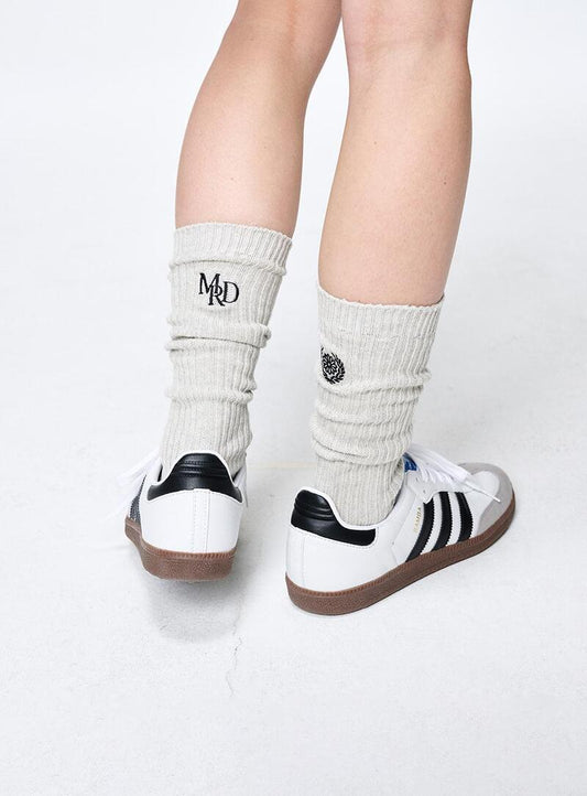 LONG SOCKS MRD LOGO_HEATHER NAVY