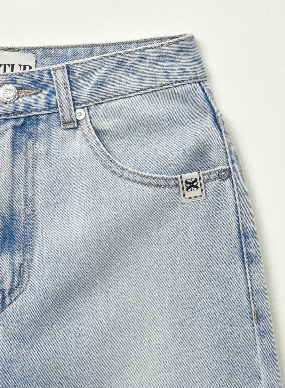 [satur] (W) Linen Relaxed Denim Pants - Light Blue