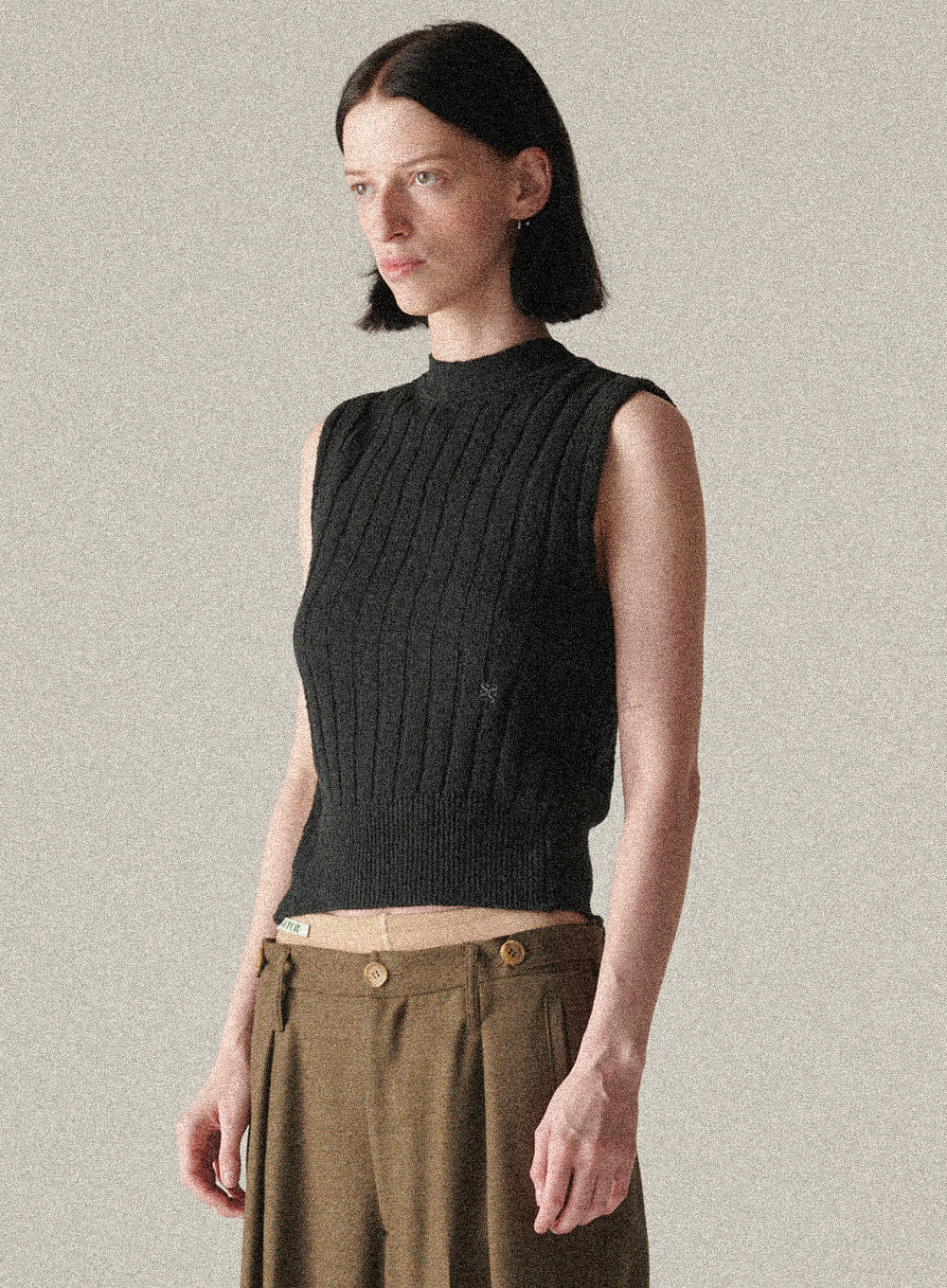 [satur] Latina Back-Front Knit Cardigan - Moss Green