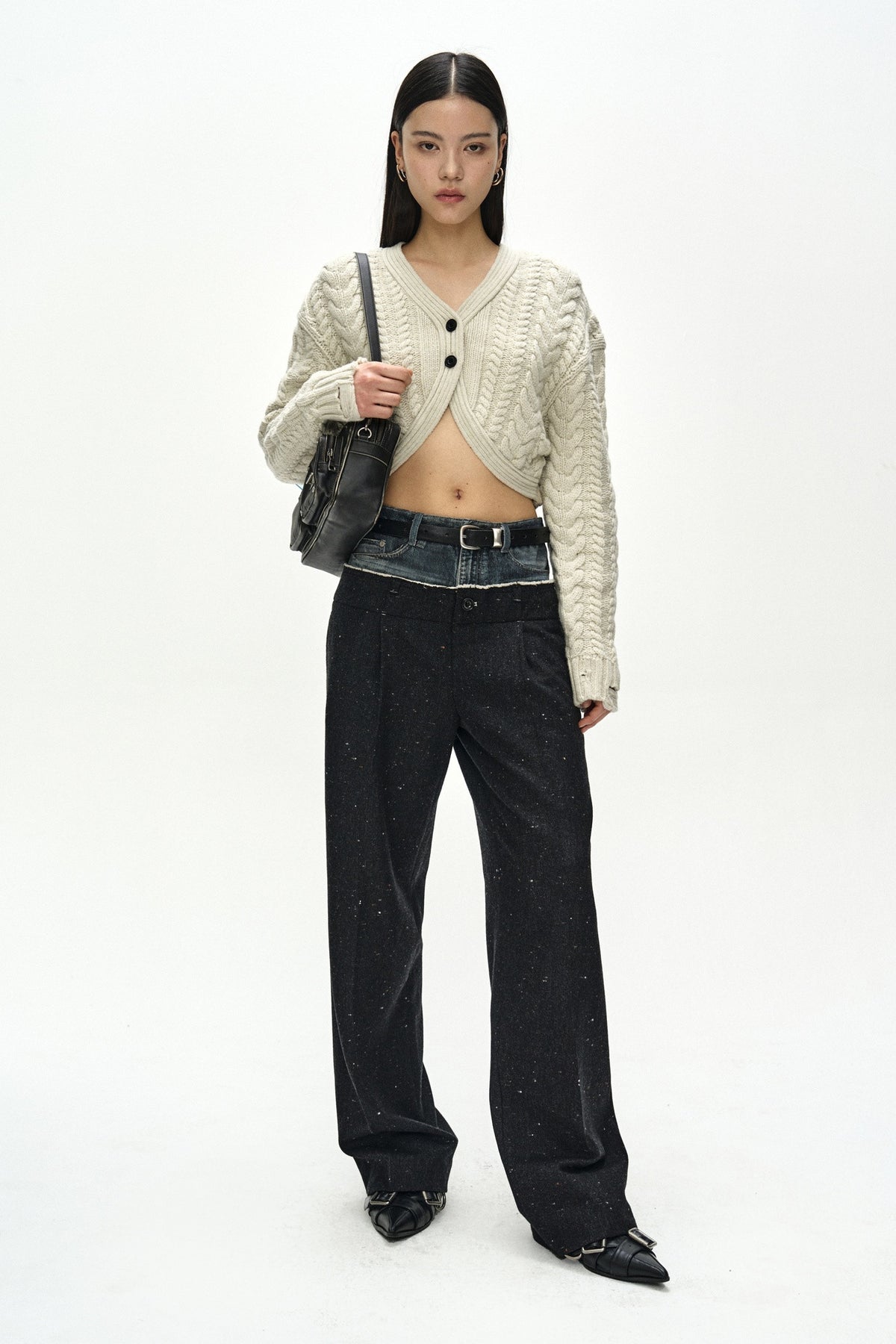Andersson Bell Denim-Waist Nep Wool Trousers