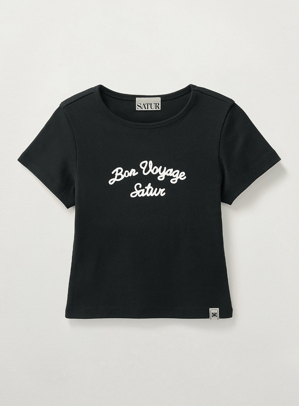 [satur] (W) Bon Voyage Slim Fit Crop T-Shirt - Black