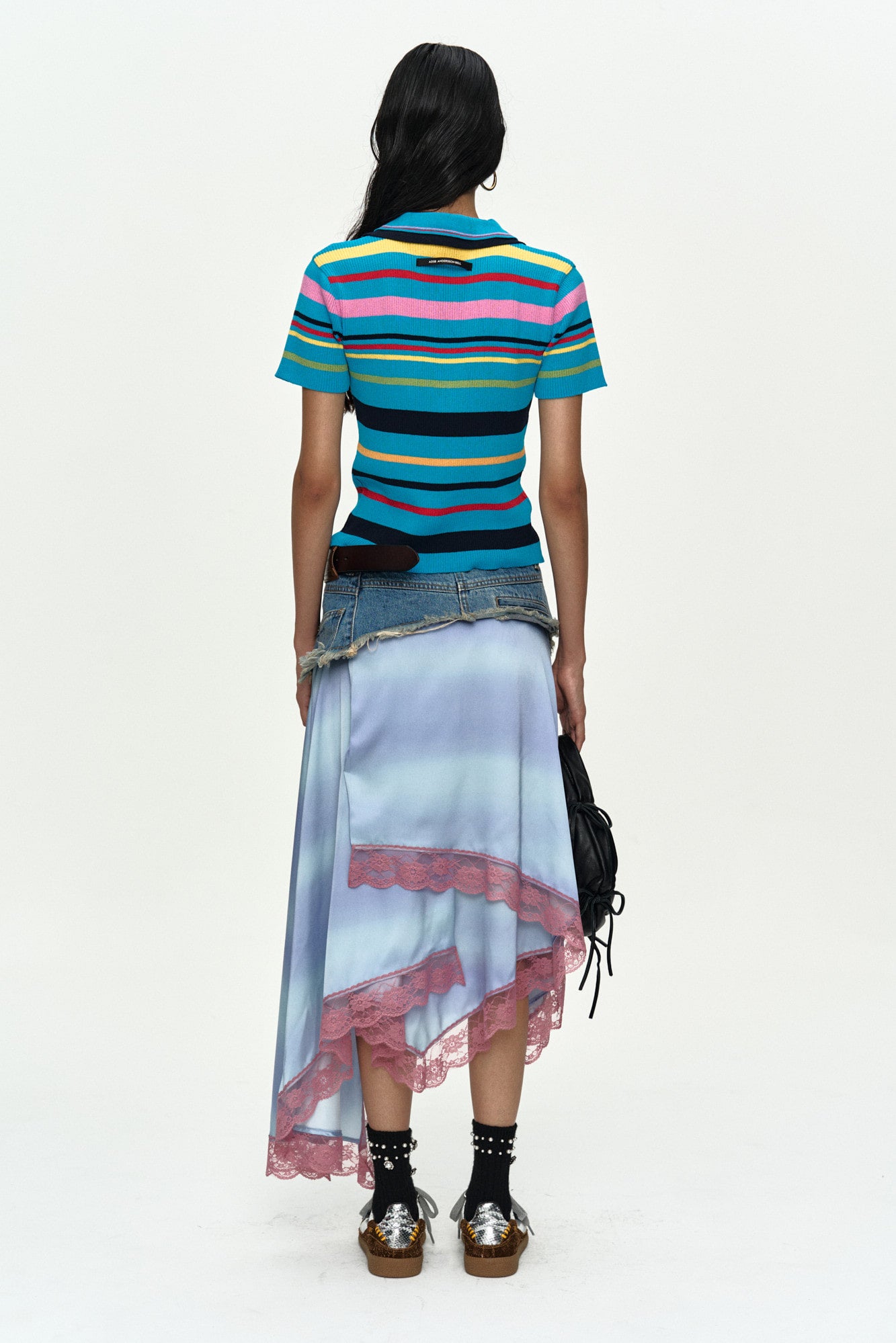 Andersson Bell Multi-Color Stripe Knit Polo Top
