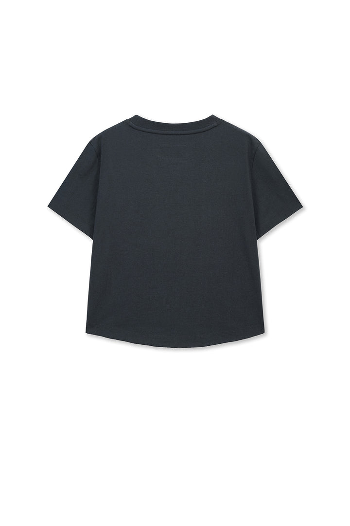 Matinkim Graffiti Round Hem Crop Top IN Navy