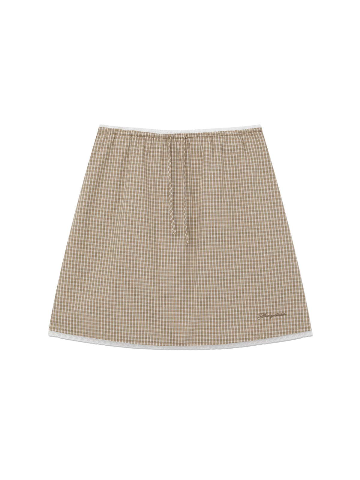 GLOWNY G Classic Lace-Up Midi Skirt (Beige)