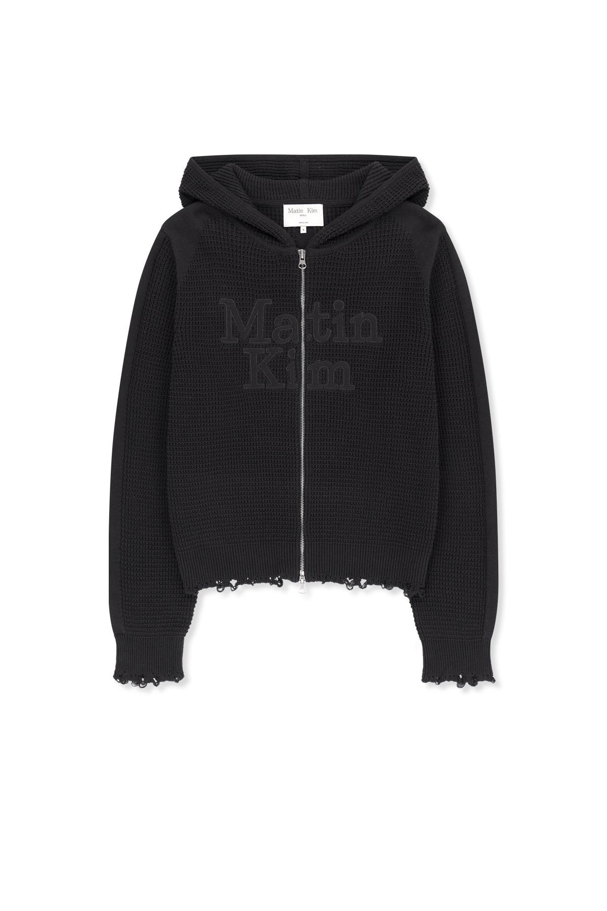 Matinkim Waffle Texture Hoody Knit Zip UP IN Charcoal