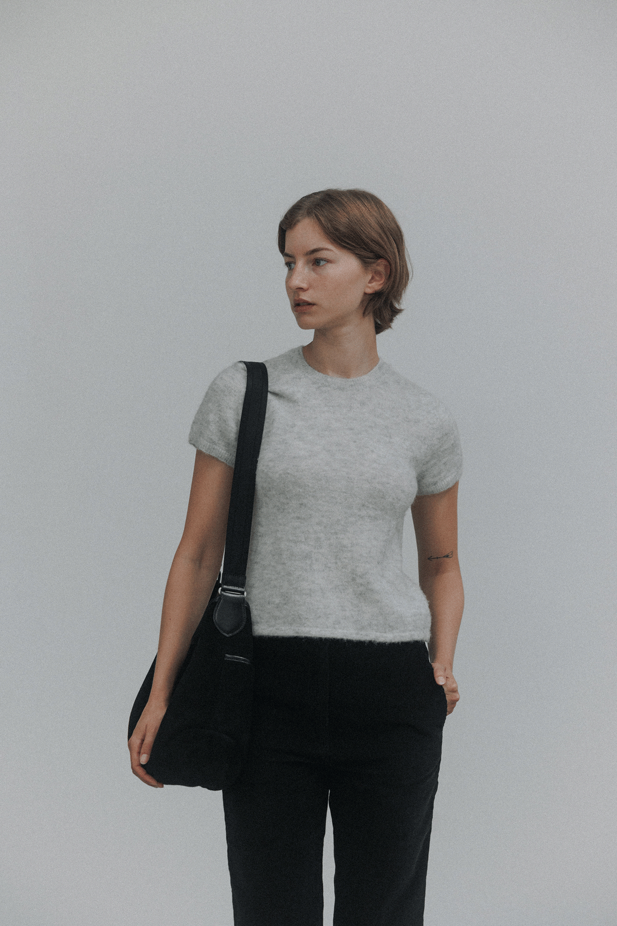 Nothing Written Kotte alpaca short sleeve knit (Gray)